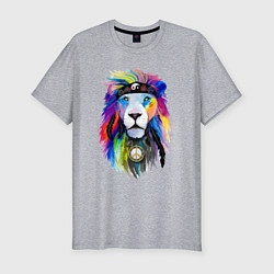 Мужская slim-футболка Color lion! Neon!