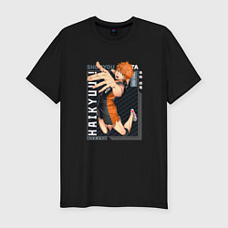 Футболка slim-fit Волейбол Haikyu, Хината Шое Hinata Shoyo, цвет: черный