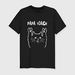 Футболка slim-fit Papa Roach Рок кот, цвет: черный