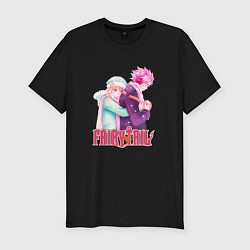 Мужская slim-футболка Хвост Феи Fairy Tail, Нацу и Люси