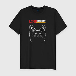 Футболка slim-fit Limp Bizkit рок кот, цвет: черный