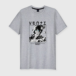Футболка slim-fit Венти Venti, Genshin Impact, цвет: меланж
