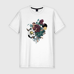 Футболка slim-fit Antique flowers, цвет: белый