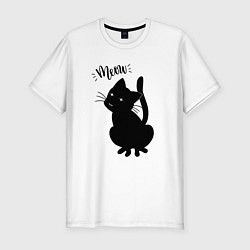 Футболка slim-fit Кошка Луна Meow, цвет: белый