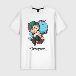 Футболка slim-fit Cyberpunk 2077 Judy Киберпанк Джуди, цвет: белый