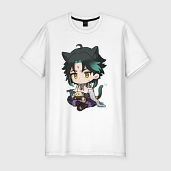 Футболка slim-fit Особое блюдо для котика Сяо, цвет: белый