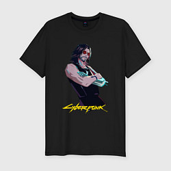 Футболка slim-fit Джонни Cyberpunk2077 Johnny, цвет: черный