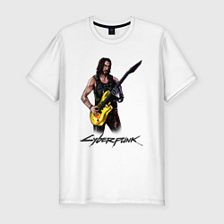 Футболка slim-fit Cyberpunk 2077 Johnny гитарист, цвет: белый