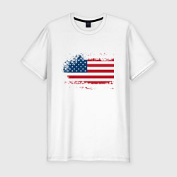 Футболка slim-fit Американский флаг Stars, цвет: белый
