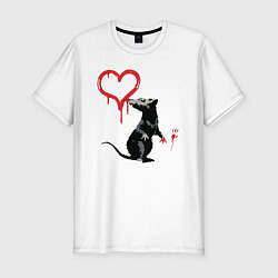 Футболка slim-fit BANKSY БЭНКСИ крыса и сердце, цвет: белый