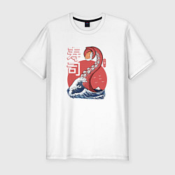 Мужская slim-футболка Kraken Kawaii Sushi