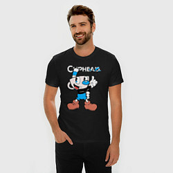 Футболка slim-fit Синяя чашка Cuphead, цвет: черный — фото 2