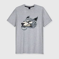 Мужская slim-футболка Свирепый волчара