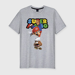 Футболка slim-fit Mario and Goomba Super Mario, цвет: меланж