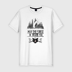 Мужская slim-футболка Лыжи и Лес