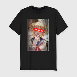 Футболка slim-fit Надпись Senpai Ahegao, цвет: черный