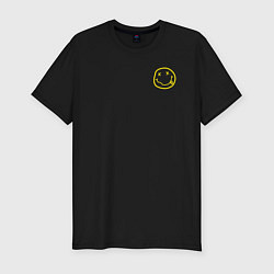 Футболка slim-fit Nirvana Жёлтый смайл, цвет: черный