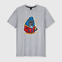 Футболка slim-fit Синяя горилла с бананами APE, цвет: меланж