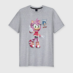 Футболка slim-fit Sonic Amy Rose Video game, цвет: меланж