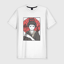 Футболка slim-fit Японская Гейша Japanese Geisha, цвет: белый