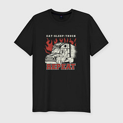 Футболка slim-fit Eat Sleep Truck Repeat, цвет: черный