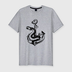 Мужская slim-футболка Змея на якоре Anchor Snake
