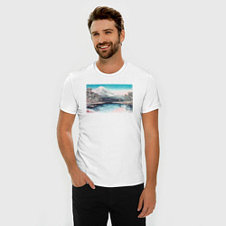 Футболка slim-fit Mt Fuji from Tagonoura, Snow Scene Гора Фудзи, цвет: белый — фото 2