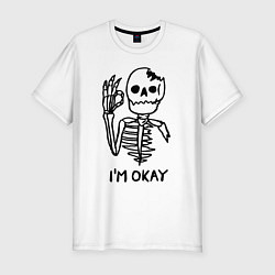 Футболка slim-fit Im okay! Skeleton Я в порядке! Жест, цвет: белый