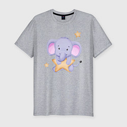 Мужская slim-футболка Милый Слонёнок Со Звездой