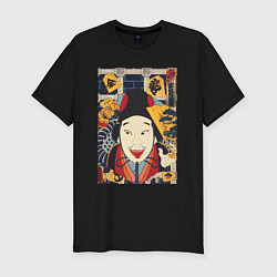 Футболка slim-fit Portrait of an Actor Актёр японского театра, цвет: черный