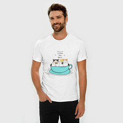 Футболка slim-fit ВРЕМЯ КОФЕ МЯУ COFFEE TIME MEOW, цвет: белый — фото 2