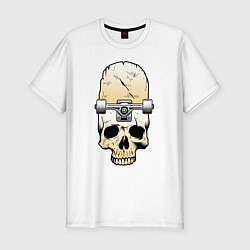 Футболка slim-fit Череп - скейтборд Экстрим Skull - Skateboard Extre, цвет: белый