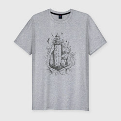 Футболка slim-fit Маяк Рисунок карандашом Lighthouse Pencil Drawing, цвет: меланж