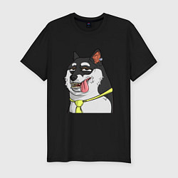 Мужская slim-футболка NFT DOGE stuck out his tongue