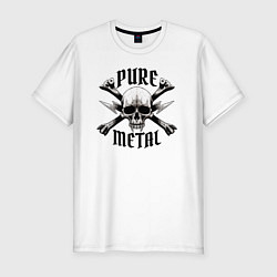 Футболка slim-fit Heavy metal skullчистый металл, цвет: белый