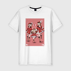 Футболка slim-fit Барбара, Кли и Джинн Genshin Impact, цвет: белый