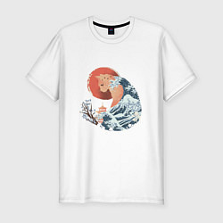 Мужская slim-футболка Душа природы Японии - Бушующее море