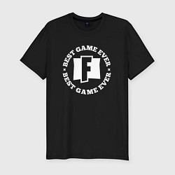 Футболка slim-fit Символ Fortnite и круглая надпись Best Game Ever, цвет: черный