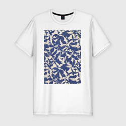 Футболка slim-fit Pigeons in White and Blue Голуби, цвет: белый