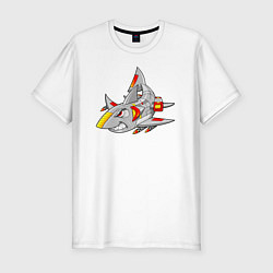 Мужская slim-футболка Акула кибер - самолет