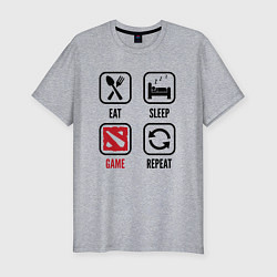 Футболка slim-fit Eat Sleep Dota Repeat, цвет: меланж