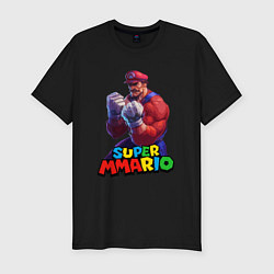 Футболка slim-fit Супер Ммарио Супер Марио ММА, цвет: черный