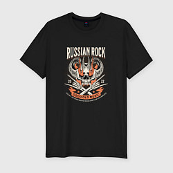 Футболка slim-fit Русский Рок Череп Russian Rock Skull, цвет: черный