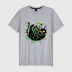 Футболка slim-fit CAT IN GARLANDS, цвет: меланж