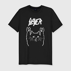 Мужская slim-футболка Slayer Рок кот