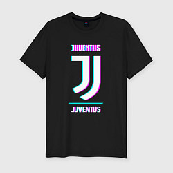 Мужская slim-футболка Juventus FC в стиле Glitch