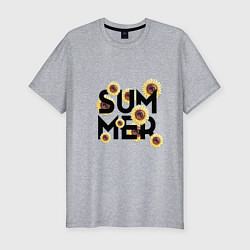 Футболка slim-fit SUMMER в подсолнухах, цвет: меланж