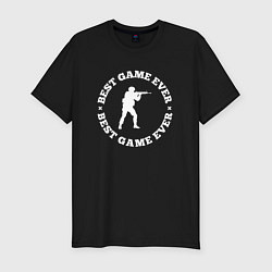 Футболка slim-fit Символ Counter Strike и круглая надпись Best Game, цвет: черный