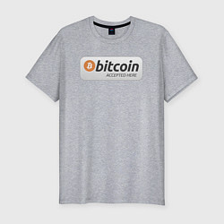 Мужская slim-футболка Bitcoin Accepted Here Биткоин принимается здесь