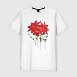 Мужская slim-футболка Flowers red